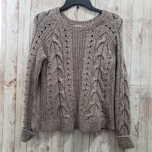 LUCKY BRAND SWEATER OATMEAL BEIGE TAN SMALL SM S KNIT